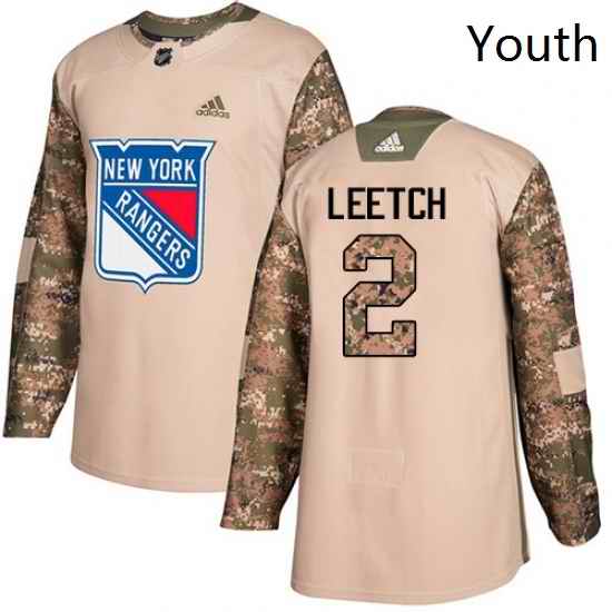 Youth Adidas New York Rangers 2 Brian Leetch Authentic Camo Veterans Day Practice NHL Jersey